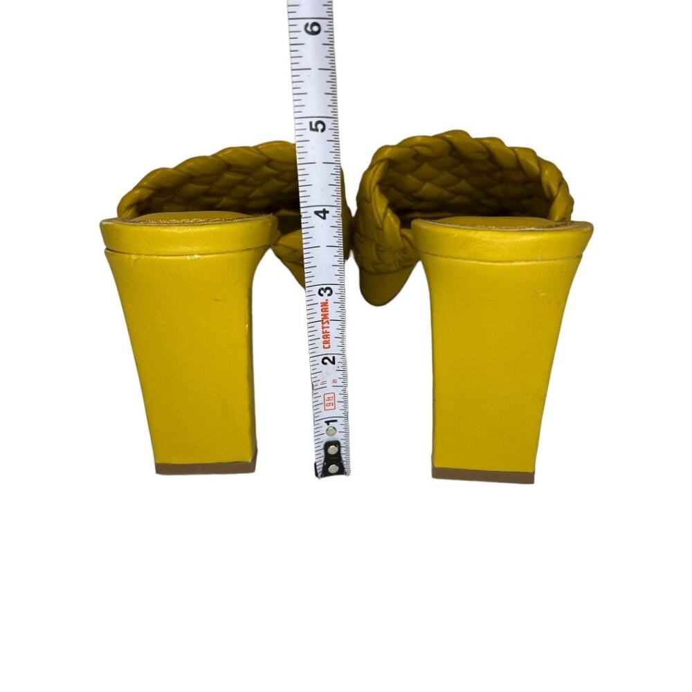 ASOS Design Raid Slip On Knottie Mule Heeled Sandals Yellow Square Toe Size 9 - Picture 8 of 14